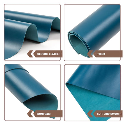 Shkira 12''X24'' Tooling Leather Square - 2.0MM Light Aqua Blue Sheets for Crafts - Leather Sheets for Crafts Tooling Sewing Hobby - Thick Cowhide Pieces - Fabric for Crafting