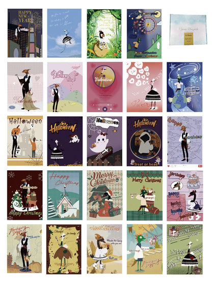 All Occasion Boxed Set of Assorted Greeting Cards with Card Organizer (Pack of 24)—Birthday, Anniversary cards, Thanksgiving cards, Christmas cards, Halloween cards, New Year cards,, 24 Pack with Envelopes and Seals,