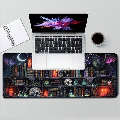 Extended Gaming Mouse Pad 31.5 x11.8 inch, Large Non-Slip Rubber Desk Mat for Gamers, Waterproof Smooth Surface for Precise Mouse Control, Washable Computer Keyboard Pad (Gothic Dark Library)