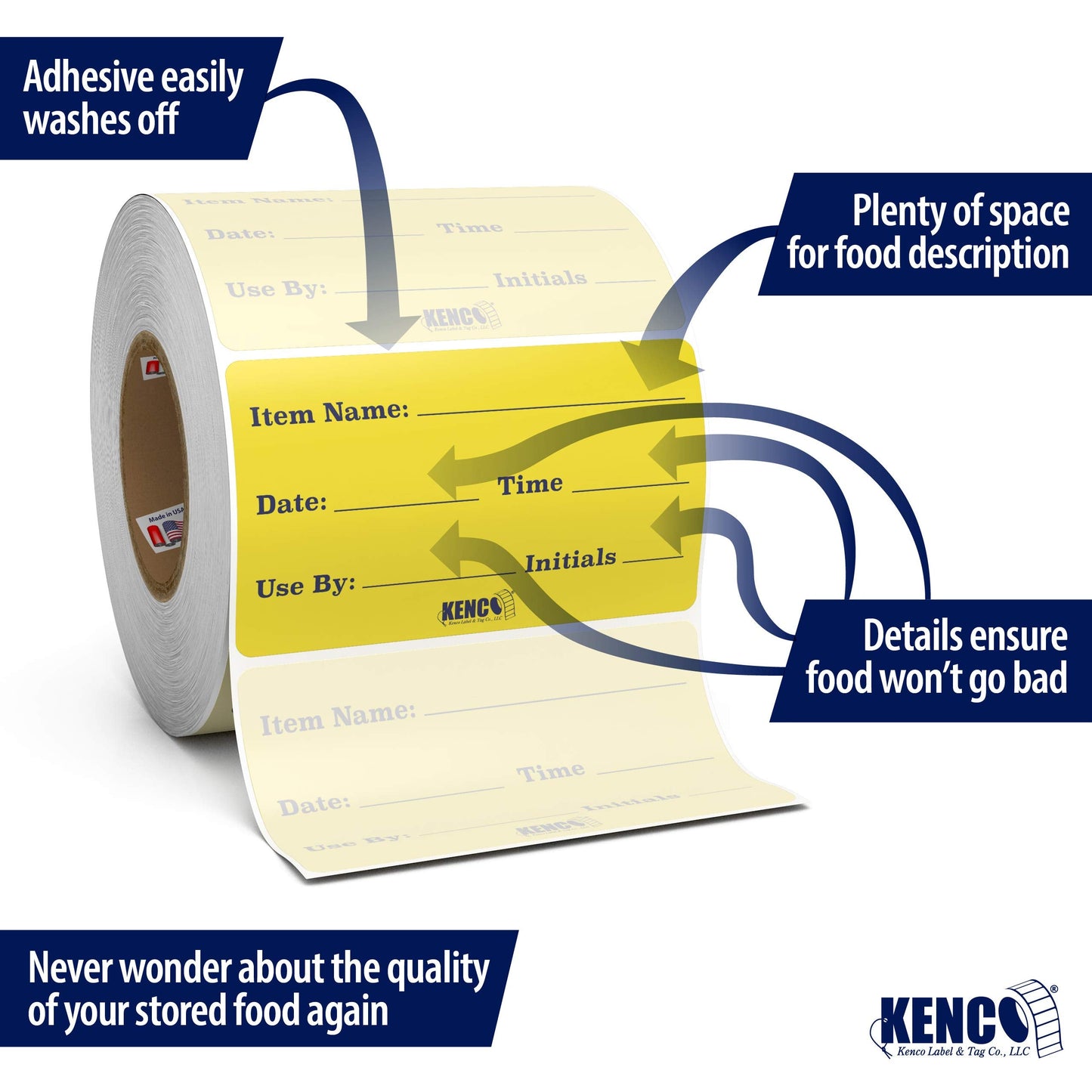 Dissolvable Food Labels for Glass, Plastic Metal, Wood - Washes Off No Residue - Food Prep and Rotation, Canning, Commercial Use and More! USA Made (1 Pack)
