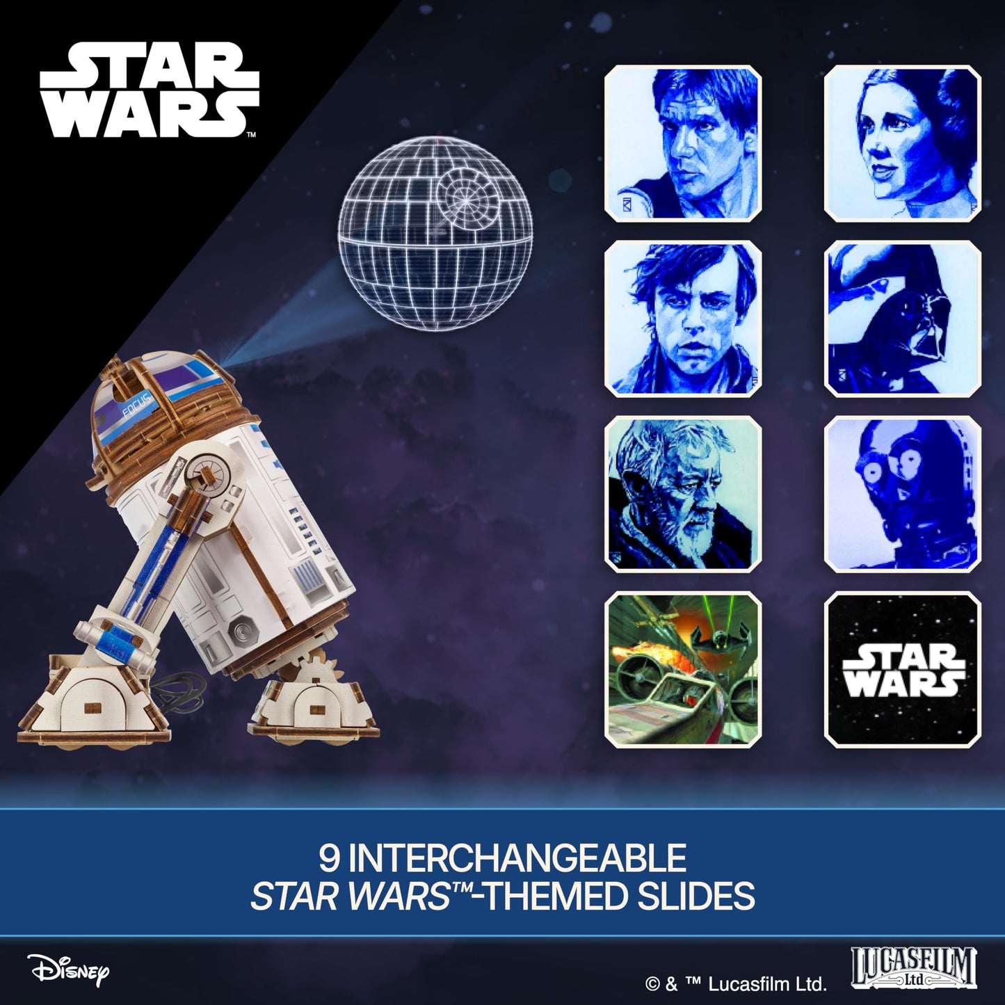 UGEARS Star Wars™ R2-D2™ 3D Wooden Puzzles for Adults - Wooden Model Kits for Adults, 3D Building Puzzle Set Adult Hobby Model Galaxy Puzzle Display Brain Puzzle Craft Kit Hobby Gift for Men and Women
