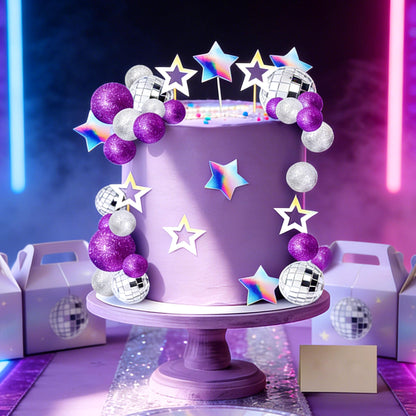 Purple Disco Ball Cake Topper Purple Cool Girl Birthday Party Decorations Dancing Queen Cake Topper 80s Cake Topper Singer Disco Bachelorette Party Supplies