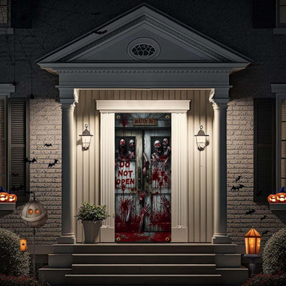 Halloween Terror Theme Door Cover, DO NOT OPEN Theme Door Cover, Scary Bloody Door Banner for Halloween Spooky Party Decorations, 71x35 Inch (NOT OPEN A)