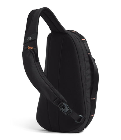 The North Face Women's Isabella Sling - Slim Carry Crossbody Bag with Large Main Compartment, Water-Repellent Finish, TNF Black Light Heather/Burnt Coral Metallic-NPF, One Size