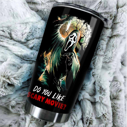 Horror Movie Character Inspired Tumbler 20 Oz, My Level Of Sarcasm Depends On Yoiur Lavel Of Stupidity Tumbler, Gifts Idea for Horror Movie Fans, Stainless Steel Water Bottle for Hot & Cold Drinks