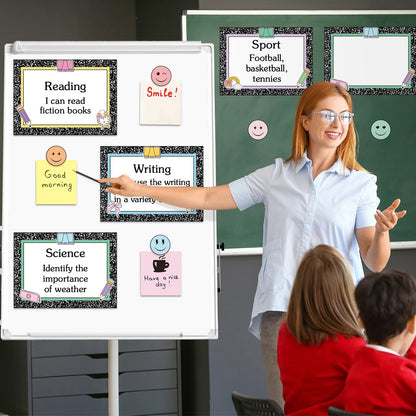 Trandraft 16 Pcs Magnetic Write Wipe Organization Chart Classroom Dry Erase Labels Learning Objectives Board for Whiteboard Goals Targets Classroom Teaching Supplies (Artwork)