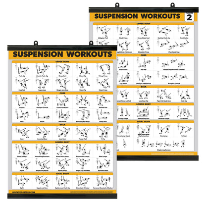 Palace Learning 2 Pack Suspension Workout Posters - Volume 1 & 2 - LAMINATED WITH PLASTIC FRAME Exercise Charts - 18" x 24" Vol. 1 & 2