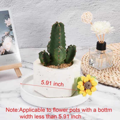 MECCANIXITY Plant Pot Saucer 16.5cm Ceramic Round Flower Drip Tray for Indoor Outdoor, White