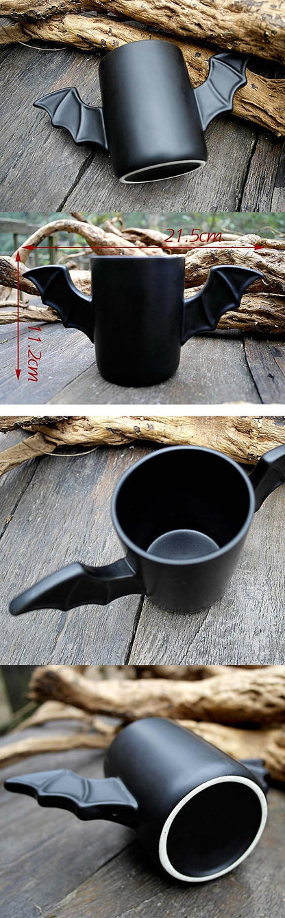 Hyzone Creative Bat Shaped Ceramic Coffee Cup, Water Cups With Peculiar Designs, Fashionable Tea Cups (Bat)