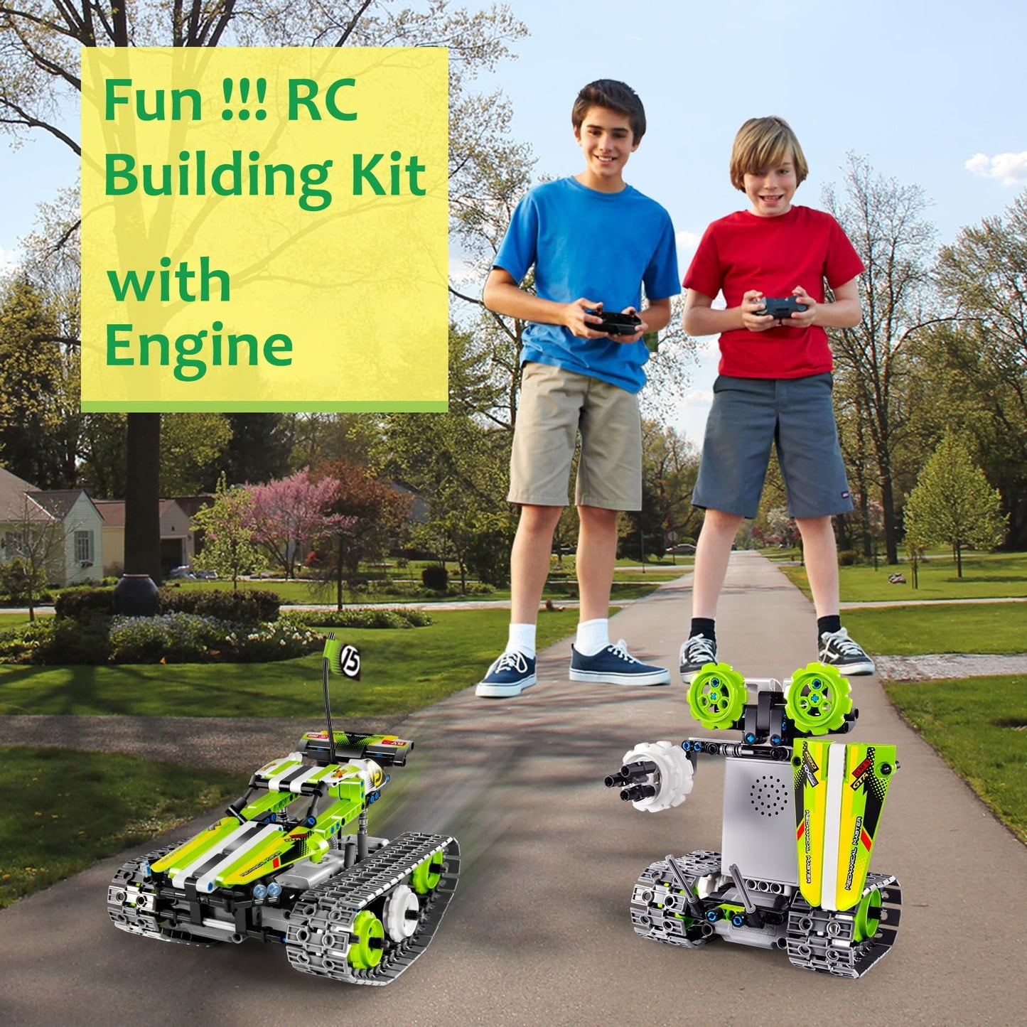 BIRANCO. Remote Control Tracked 3in1 Stunt Racer Building Kit - RC Car STEM Construction Toy, Gift Idea for Kids, Boys and Girls Ages 8-12 Year Old (353 Pcs)