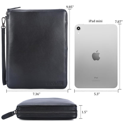 Polare Napa Leather Travel Cable Organizer Case Electronics Accessories Carry Bag with YKK Zippers Tech Storage Bag for Cables, Power Bank, USB, SD Card, Travel Essentials(Black)