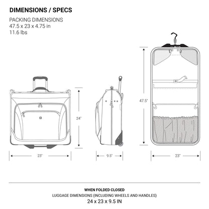 SwissGear 7895 Premium Rolling Garment Bag, Bonus Hanging Feature, Men's and Women's, 24-Inch Luggage - Black