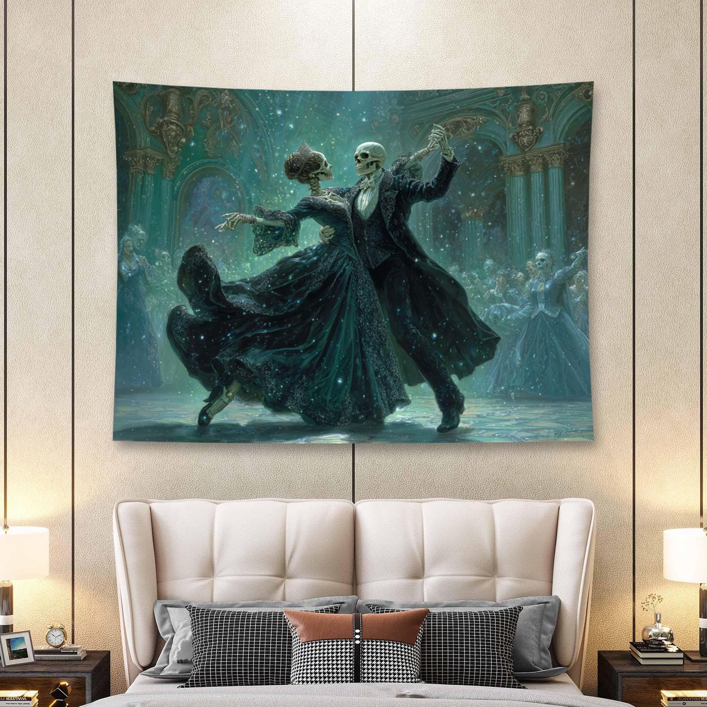 Liuzhouzai Romantic Skeleton Dancer Tapestry Wall Hanging Gothic Scary Personalized Background Living Room and Bedroom Wall Decoration 48 x 36 Inches