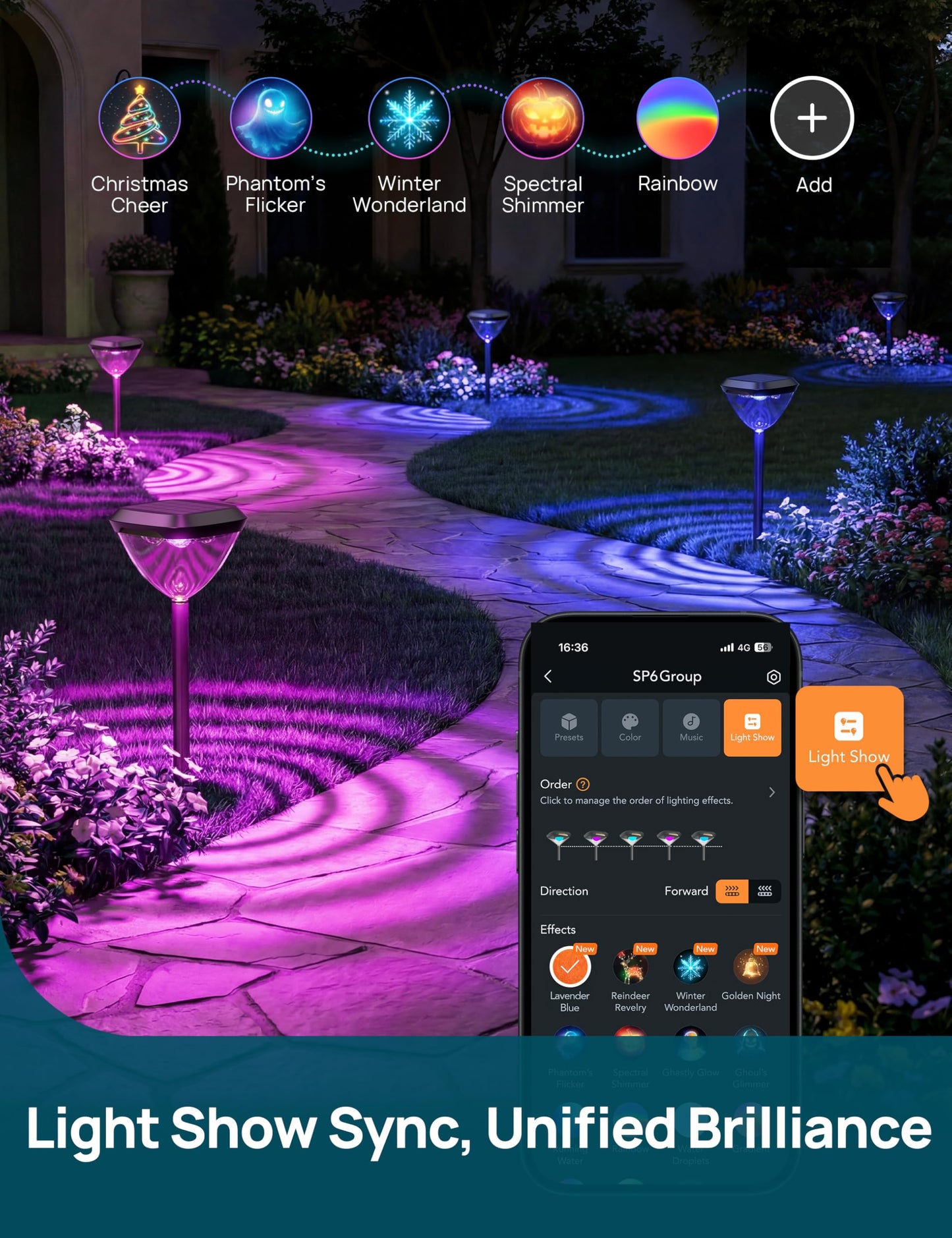 Linkind Smart Solar Pathway Lights SP6, App/Voice Control Solar Lights Outdoor Waterproof, 43+ Preset Scenes, Cool/Warm White/Color-Changing Outdoor Garden Lights for Yard, Patio, 4 Pack