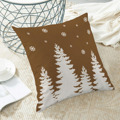 CXMEIFLY Christmas Pillow Covers 18x18 Inch Set of 2 Brown Cream Christmas Tree Snowflakes Decor Throw Pillows Winter Xmas Holiday Outdoor Cushion Cases for Couch Bed Decorations