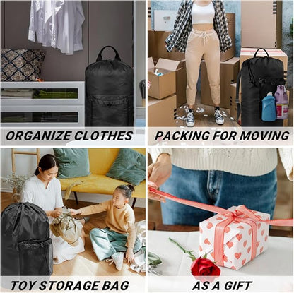 Laundry Bag with Shoulder Straps and Mesh Pocket Laundry Backpack Large Portable Laundry Hamper for College Travel, Laundromat, Apartment (Black)