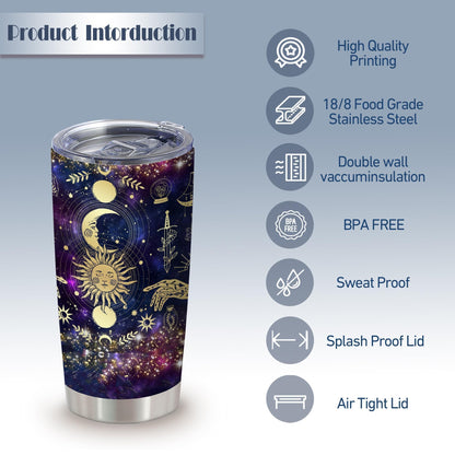 Goth Moon Tumbler,Halloween Witch Travel Mugs, Gothic Moon Phase Black Vacuum Insulated Stainless Steel 20 Oz Witchy Tumbler Cup,Halloween Spooky Gifts for Women Goth Mystery Coffee Tumblers,1 Pcs