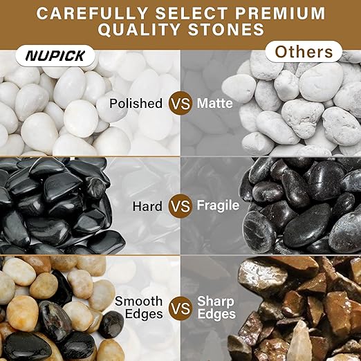 3lb Black River Rocks for Plants Indoor, 1-2Inch Pebbles for Vases Fillers, Decorative Gravel for Fish Tank, Natural Polished Stones for Succulent, Bonsai, Landscaping, Bird Baths