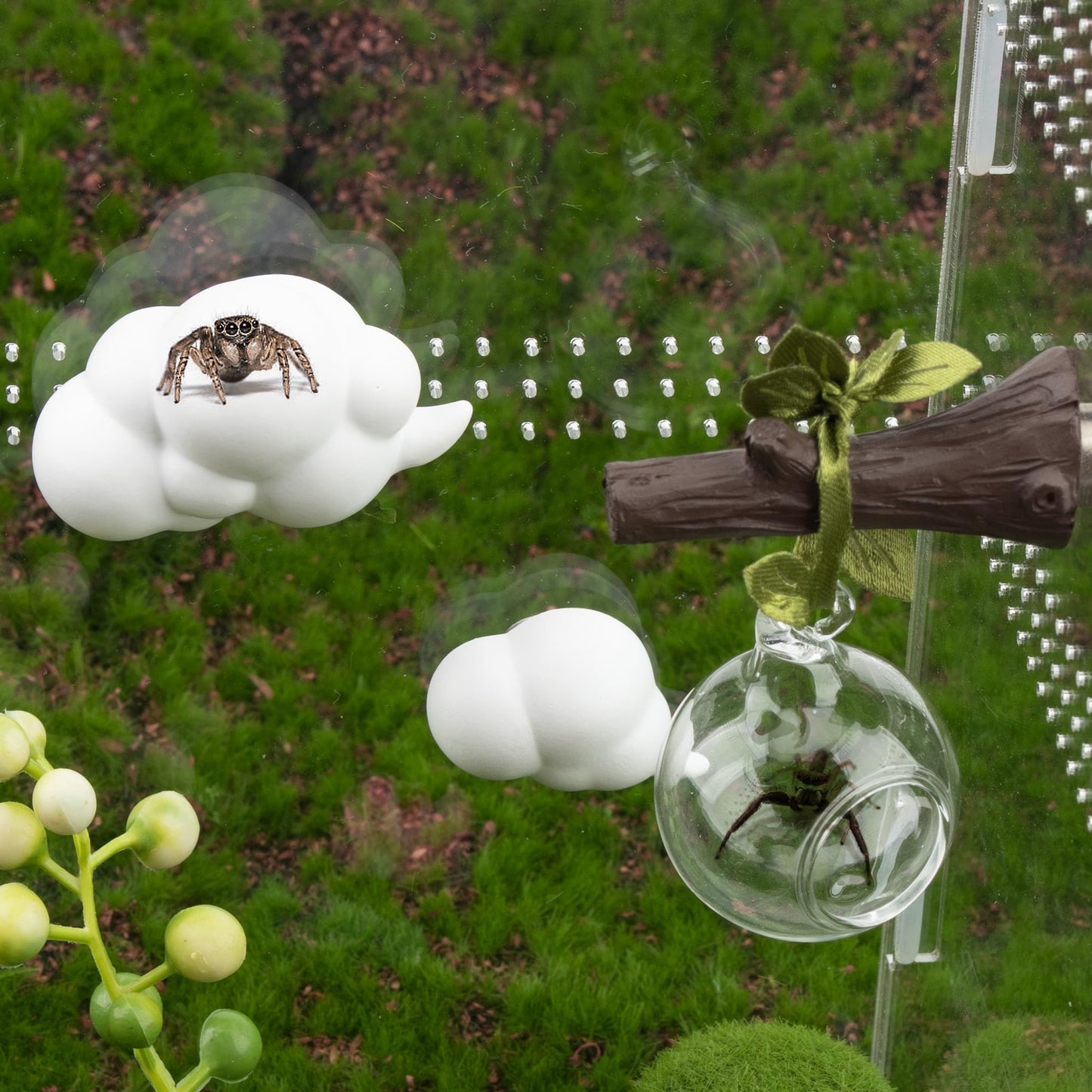GAGILAND 4 Pcs Jumping Spider Accessories Glass Ball Habitat Cloud Platform Ledges Jumping Spider Hide for Decorating Jumping Spider Enclosure Climbing & Exploration