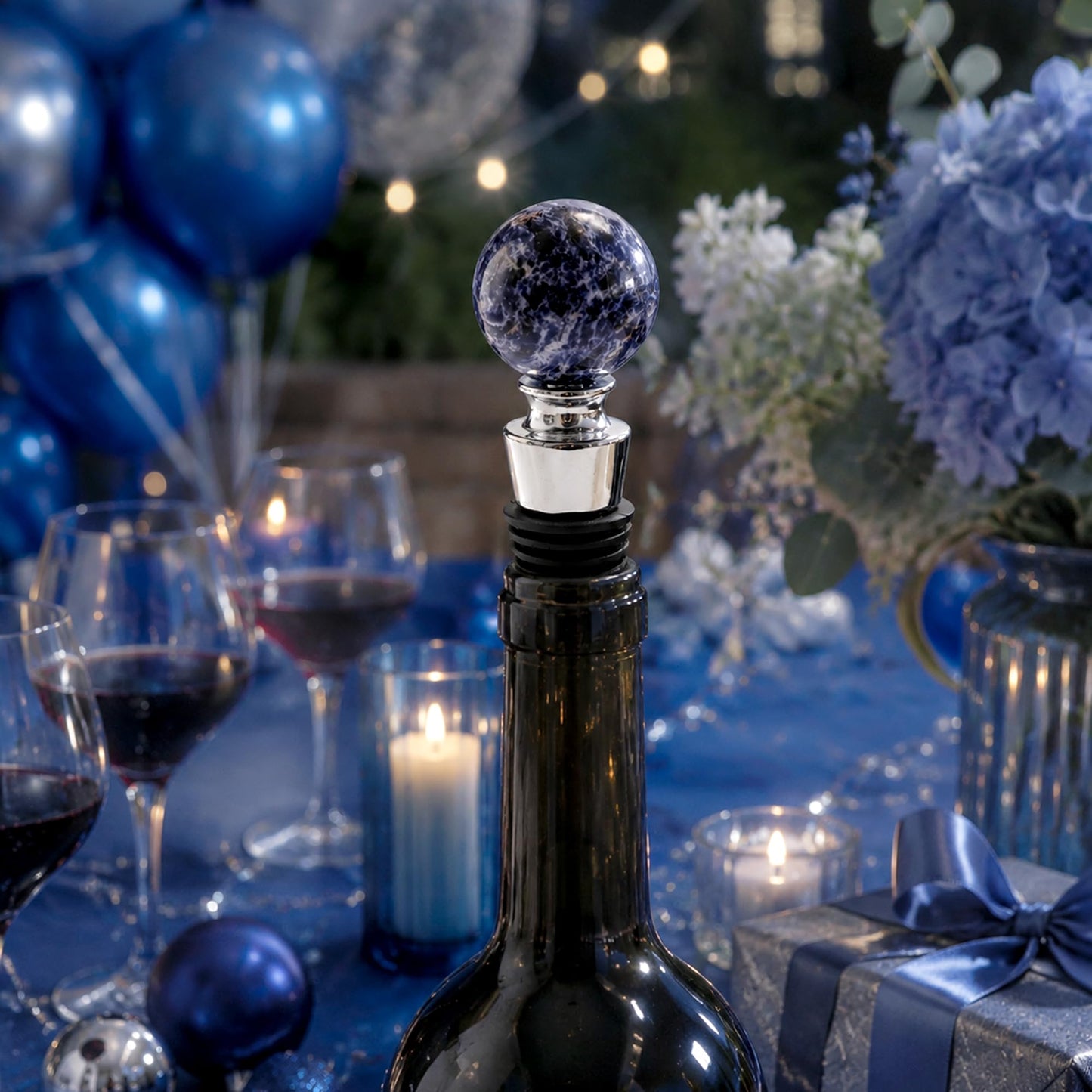Blue Gemstone Wine Stopper, Bottle Stopper Wine Saver, Reusable Wine Corks