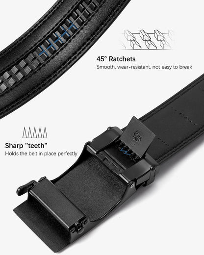 BOSTANTEN Ratchet Mens Belt Leather Dress and Casual with Adjustable Buckle, Trim to Fit