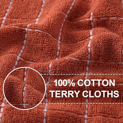 Homaxy 100% Cotton Terry Kitchen Towels, Checkered Designed, Soft and Super