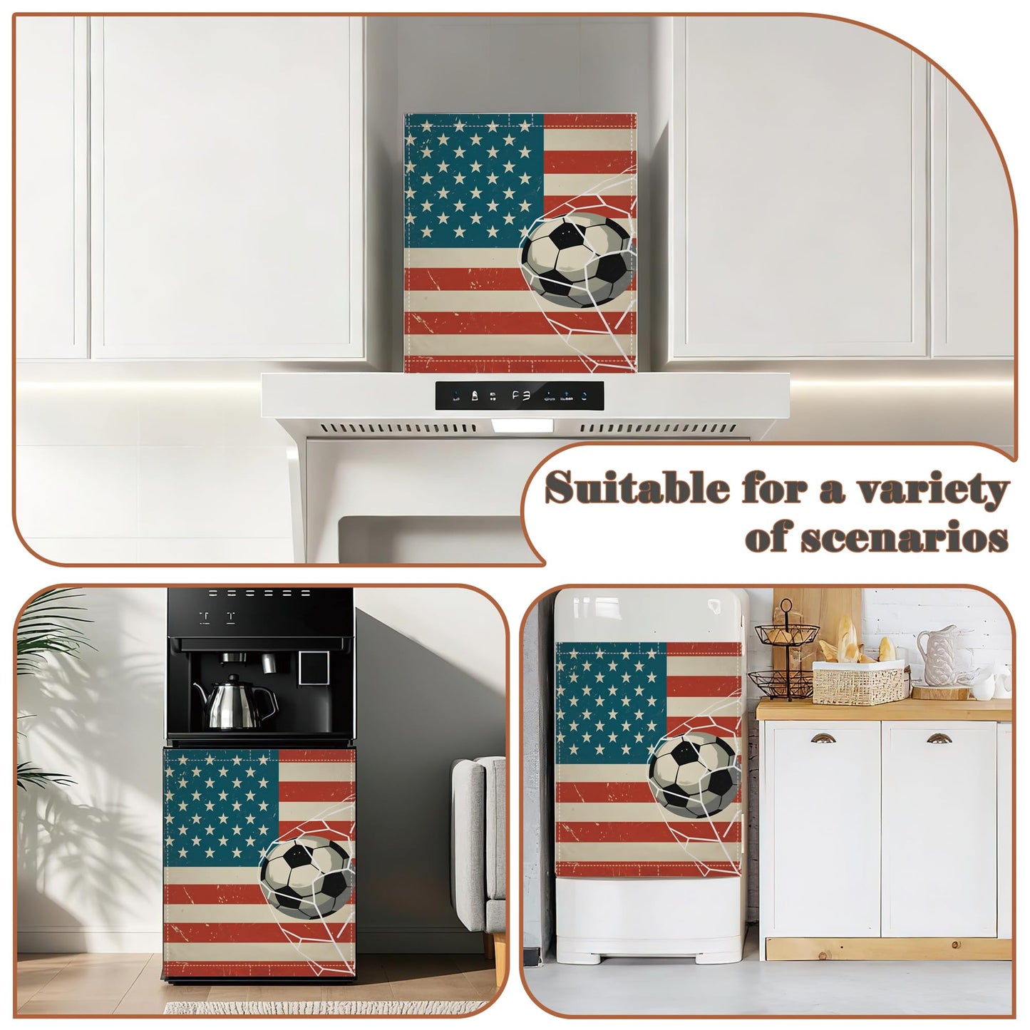 Dishwasher Magnet Cover American Soccer Flag Refrigerator Magnet Patriotic Sports Ball Decorative Dishwasher Panel for Kitchen Appliance Decor Reusable Waterproof 23x26 Inch
