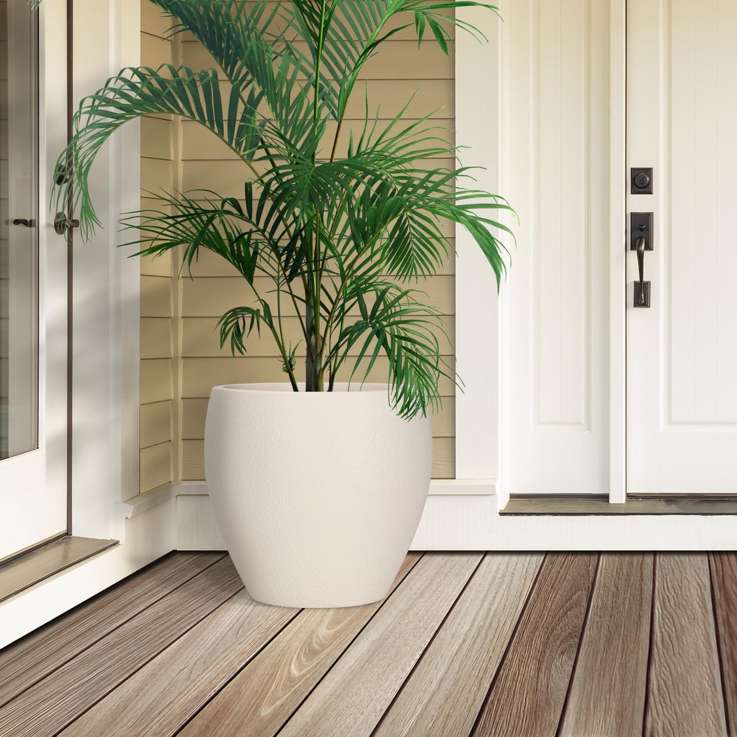 YNNICO Plant Pots 17.5/14.8/12.2 inch Set of 3, Flower Pots with Drainage Holes, Large Planters for Indoor Outdoor Garden Plants and Flowers. (Light Beige)