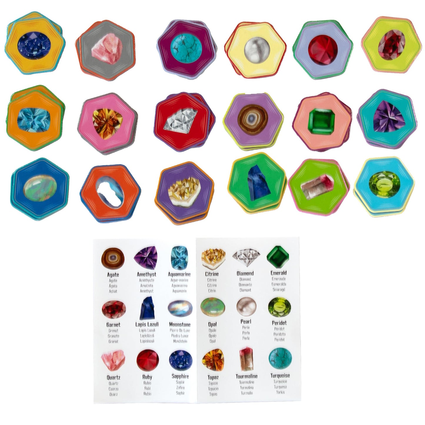 eeBoo: Memory & Matching Game- Little Gemstones - 18 Pairs to Memorize, Colorful Gems, Encourages Recognition, Concentration Skills, Kids Ages 5+