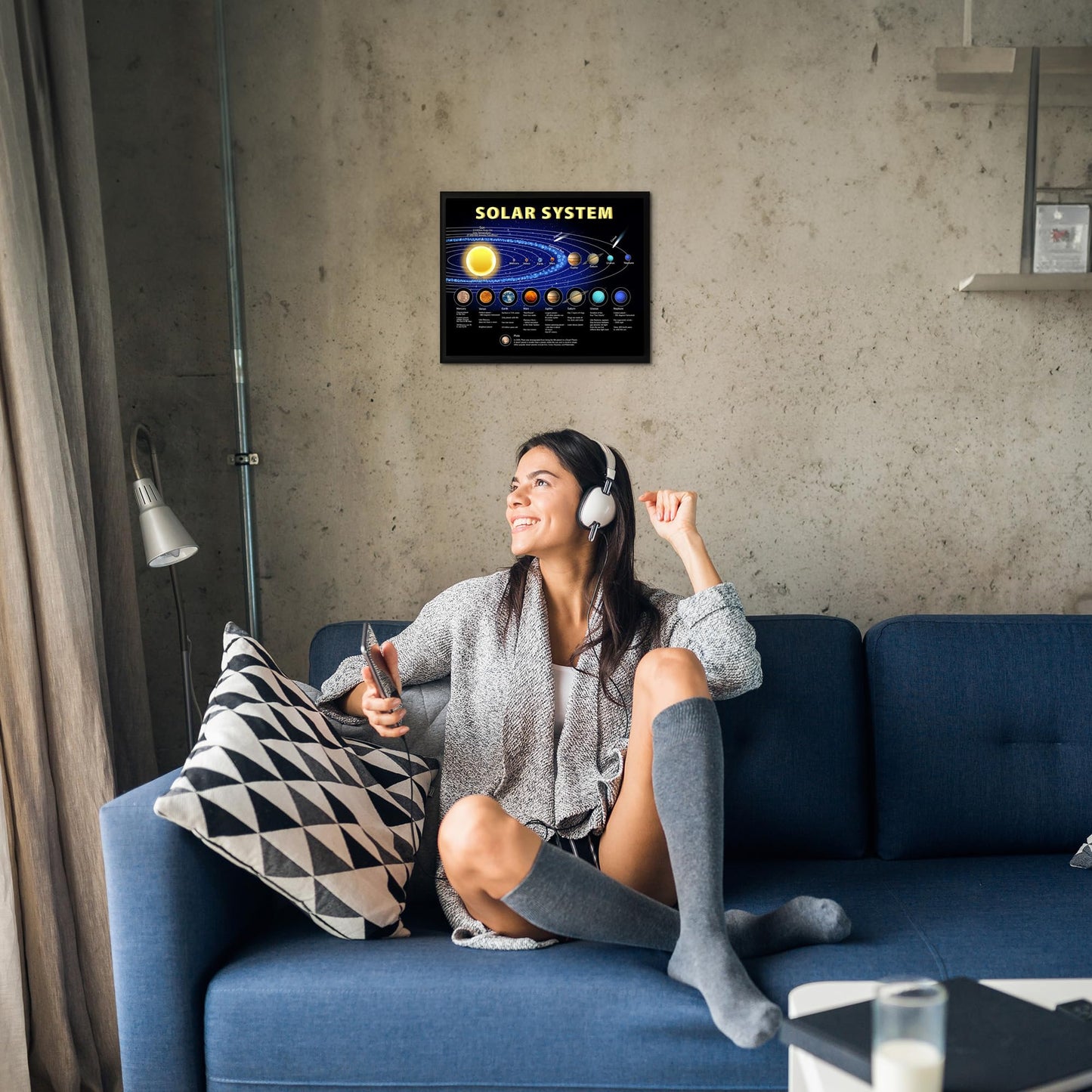 AMERICAN LUXURY GIFTS Illuminated Solar System Planetary Chart - Educational Space Wall Art Decor for Homeschool Classroom Kids Room - 14x11 Unframed Print