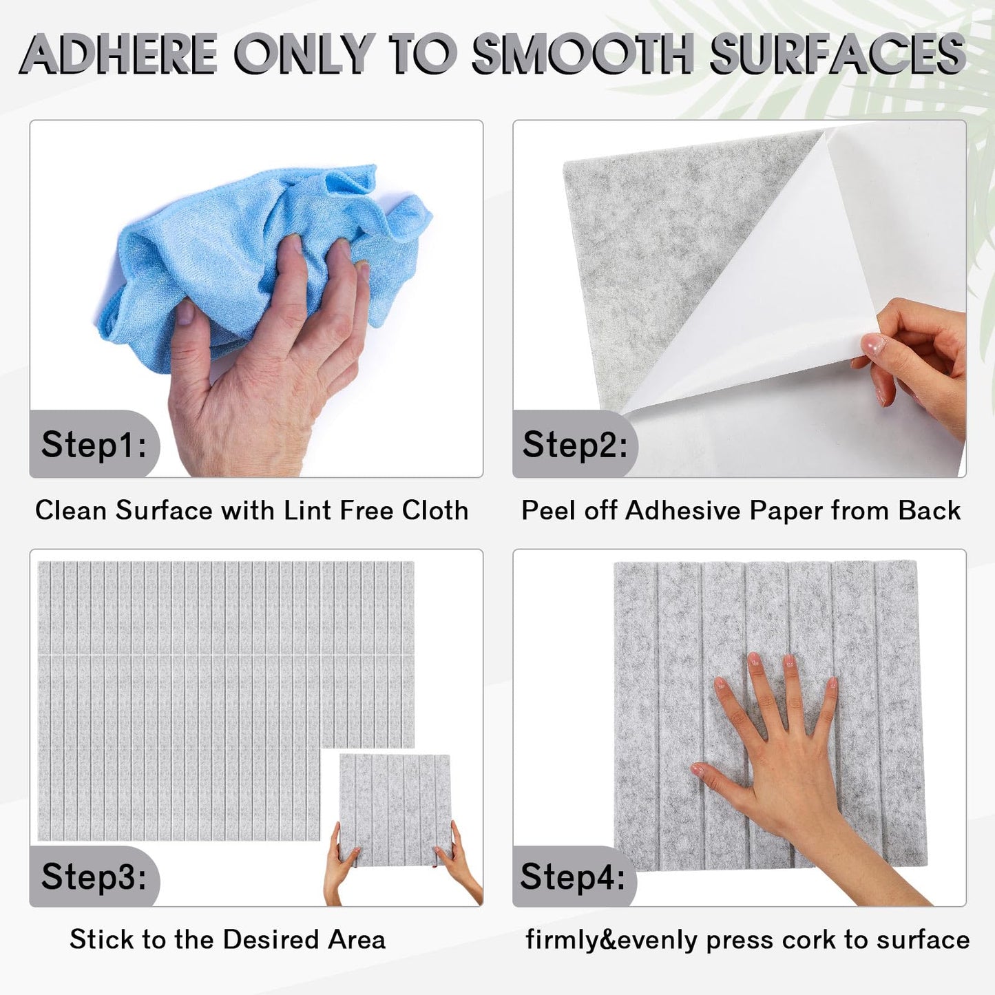 Honoson 12 Pack 48"x 36" Large Cork Board Alternative Felt Bulletin Board Wall Tiles with Safe Square Adhesive Roll Cork Tiles for Walls Home Office Classroom Back to School Pin Panels(Marble Gray)