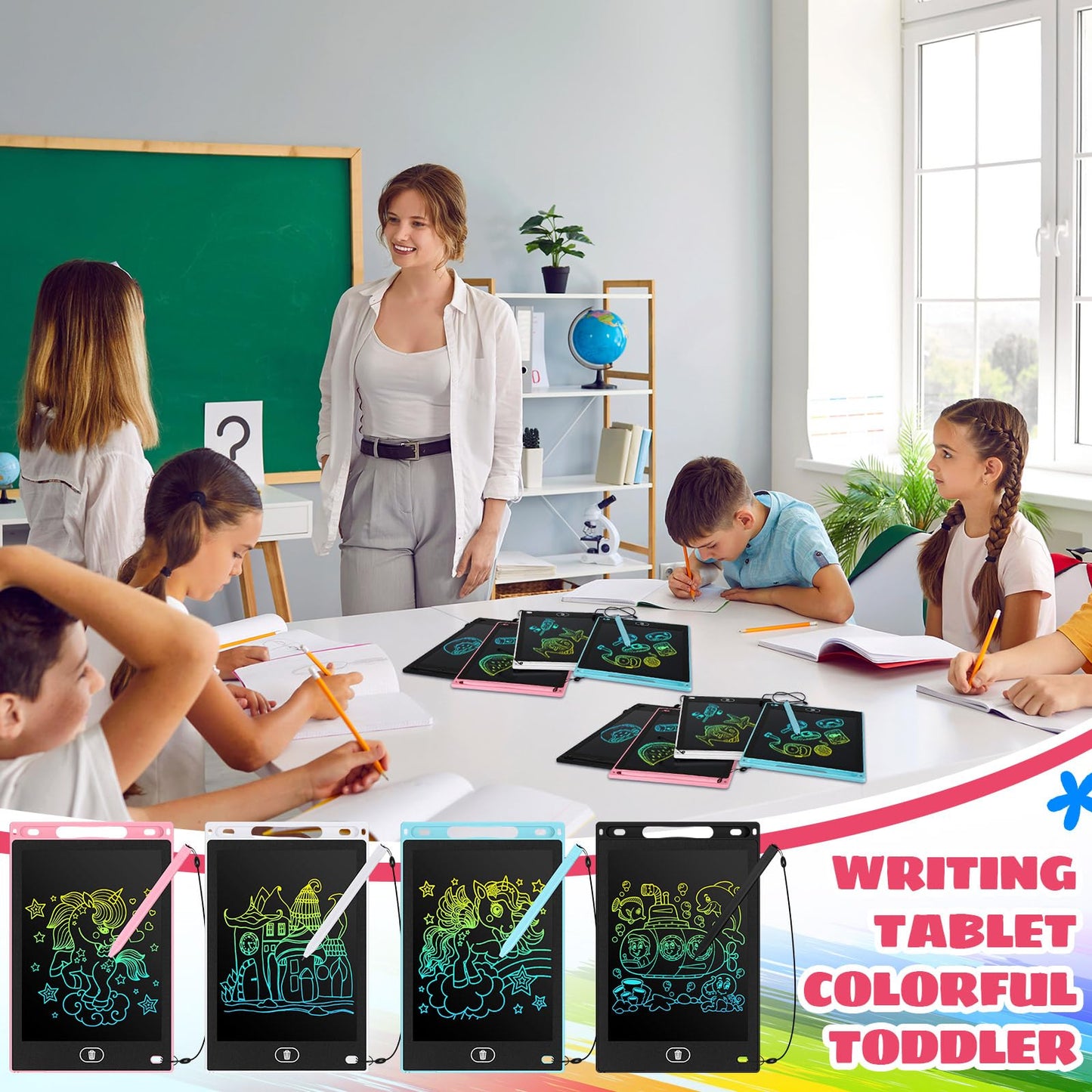 Zhehao 20 Pack LCD Writing Tablet for Kids: 8.5 Inch Colorful Drawing Doodle Boards - Reusable Erasable Doodle Board Educational Learning Toys Gifts for Toddlers Ages 3-8 Party Favors(Pastel,Cute)