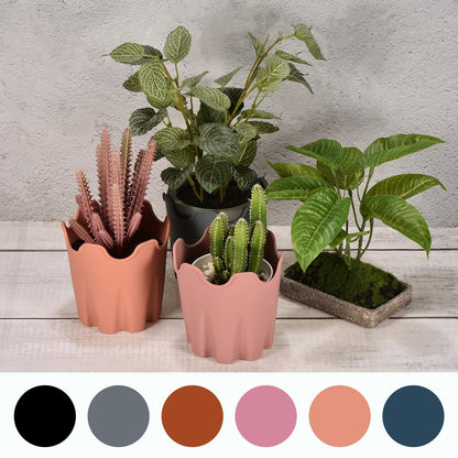 PATIKIL Silicone Plant Pot 4", 6 Pack Round Flower Planter Decorative Container for Indoor Outdoor Gardening, Green
