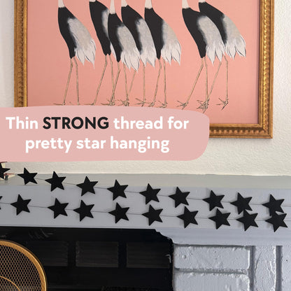 Black Felt Star Garland – 2 Banners (12 Feet Total!) Prestrung New Years Star Banner for New Years Eve Party, Goth Christmas, or Halloween Decor. No DIY! Black Party Decorations