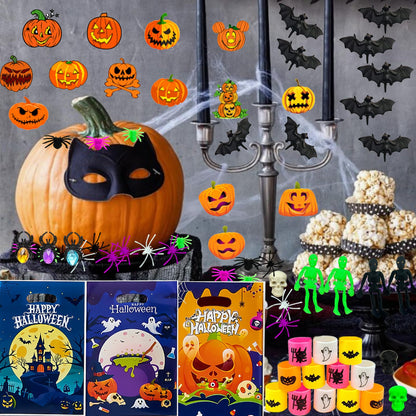 CHSLtmxq 206pcs Halloween Party Favors, Stationery Supplies Set, Halloween Treats Goodie Bags Fillers gifts, Halloween Prizes for Trick or Treat