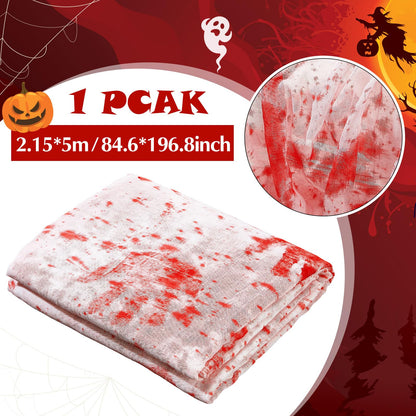 Boao 85" X 197" Halloween Cheesecloth Luminous Large Creepy Cloth for Crafts Halloween Gauze Fabric Decorations Haunted Cheesecloth for Stairway, Wall, Window, Outdoors Doorways Decor(Bloody)