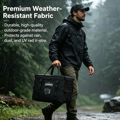 ASMOKE Essential Storage Bag - Custom Fit Grills & BBQ Accessories, Weather-Resistant, Multi-Compartment Design with Carrying Handles, Foldable for Compact Storage