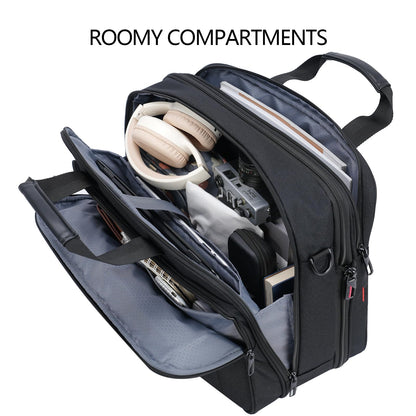 VANKEAN Laptop Briefcase for Men Women, 17.3 Inch Laptop Bag Water Repellent & Expandable Messenger Bag with Strap, Premium Shoulder Bag Womens Briefcase Computer Bag for Travel/Business, Black