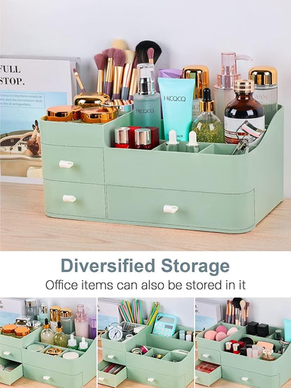 Makeup Organizer with Drawers,Large Capacity Countertop Organizer for Vanity,Bathroom and Bedroom Desk Cosmetics Organizer for Skin Care,Brushes, Eyeshadow, Lotions, Lipstick, Nail Polish