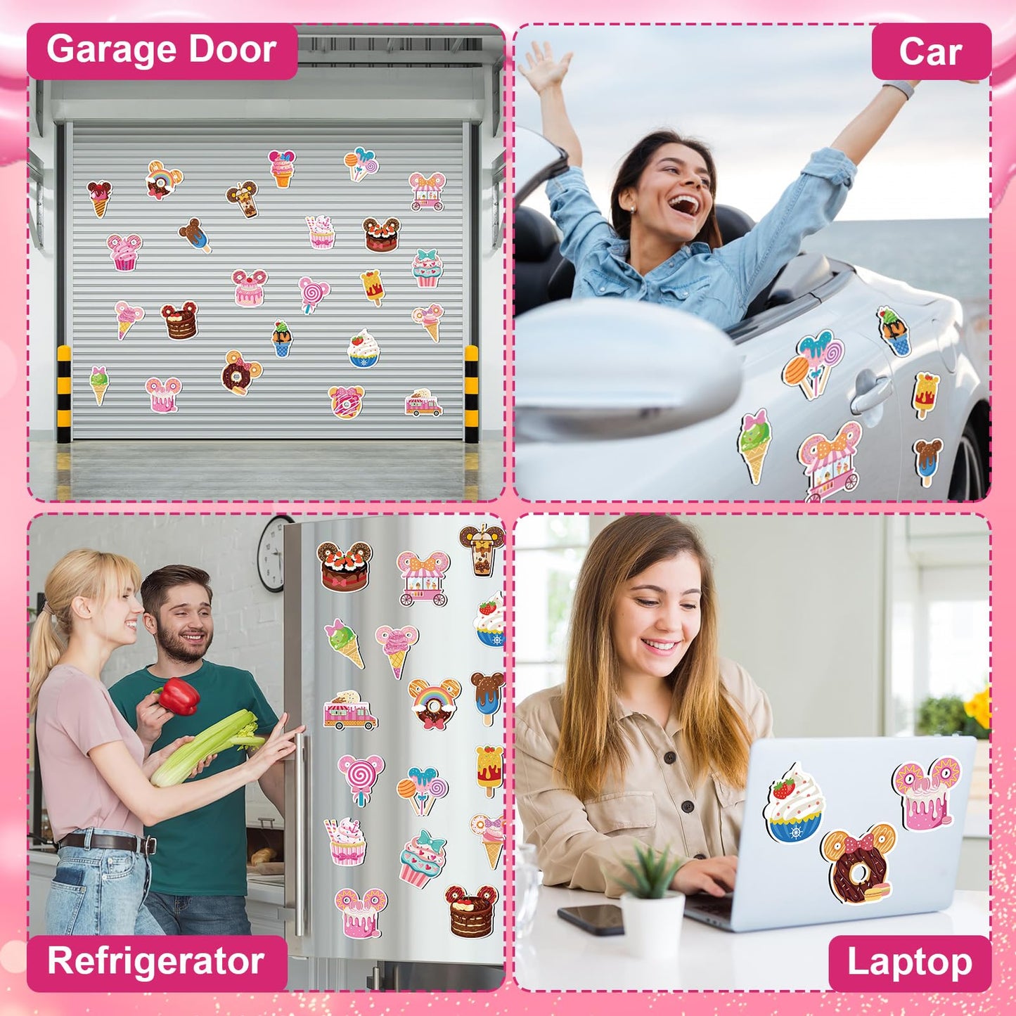 24Pcs Ice Cream Mouse Cruise Door Magnets Cute Mouse Ice Cream Ship Cabin Magnetic Stickers Cake Stateroom Accessories for Carnival Summer Party Refrigerator Car Decor