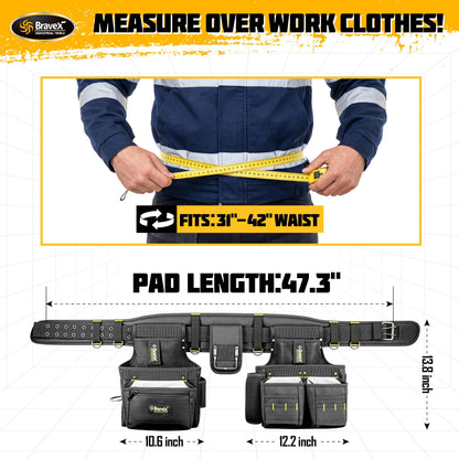 Bravex Tool Belt Suspenders, Tool Vest Pro Ultra 20 Bags H-Style Toolbelt 5 Combo Apron Tool Pouch For Framers Carpenter Electrician 1200D Ballistic Nylon