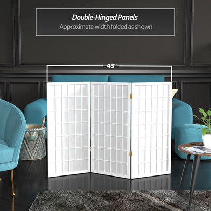 3 ft. Short Window Pane Shoji Screen - White - 3 Panels