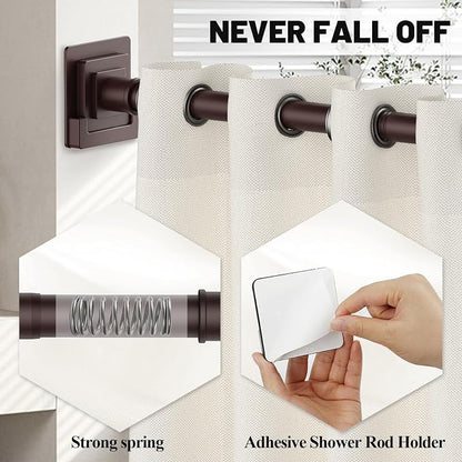 UIOSANRT Brown Shower Curtain Rod 31-68 inches, Stainless Steel Shower Rod & Tension Rod, Adjustable Tension Shower Curtain Rod for Bathroom, Windows, Closet
