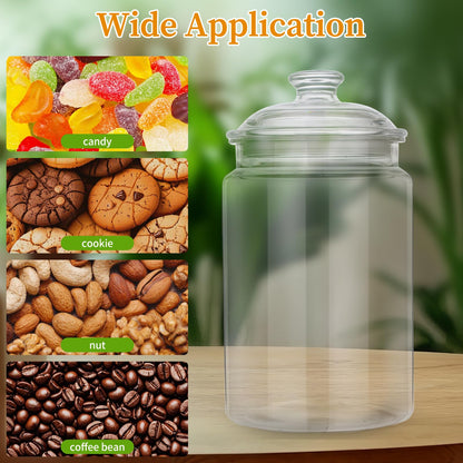 Dovesail 2 Pack 130 oz Candy & Cookie Jar Plastic Jars with Lids, Airtight Candy Jar Unbreakable, Decorative Kitchen Storage Jar, Clear Food Storage Canister for Pet Food