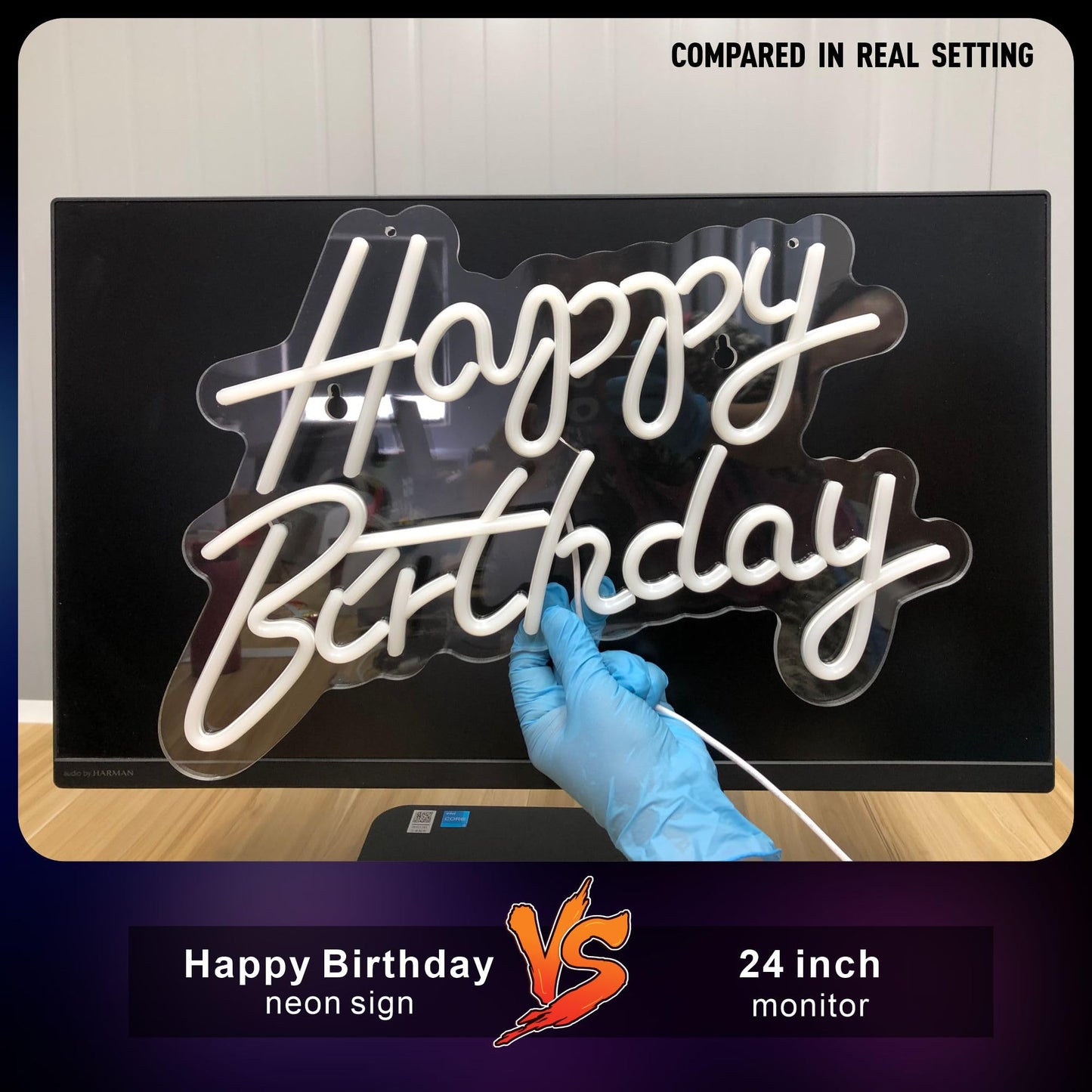 Happy Birthday Neon Sign for Wall Decor, with Dimmable Switch, Reusable Neon Light Sign for All Party Decoration(17X12inches,White)