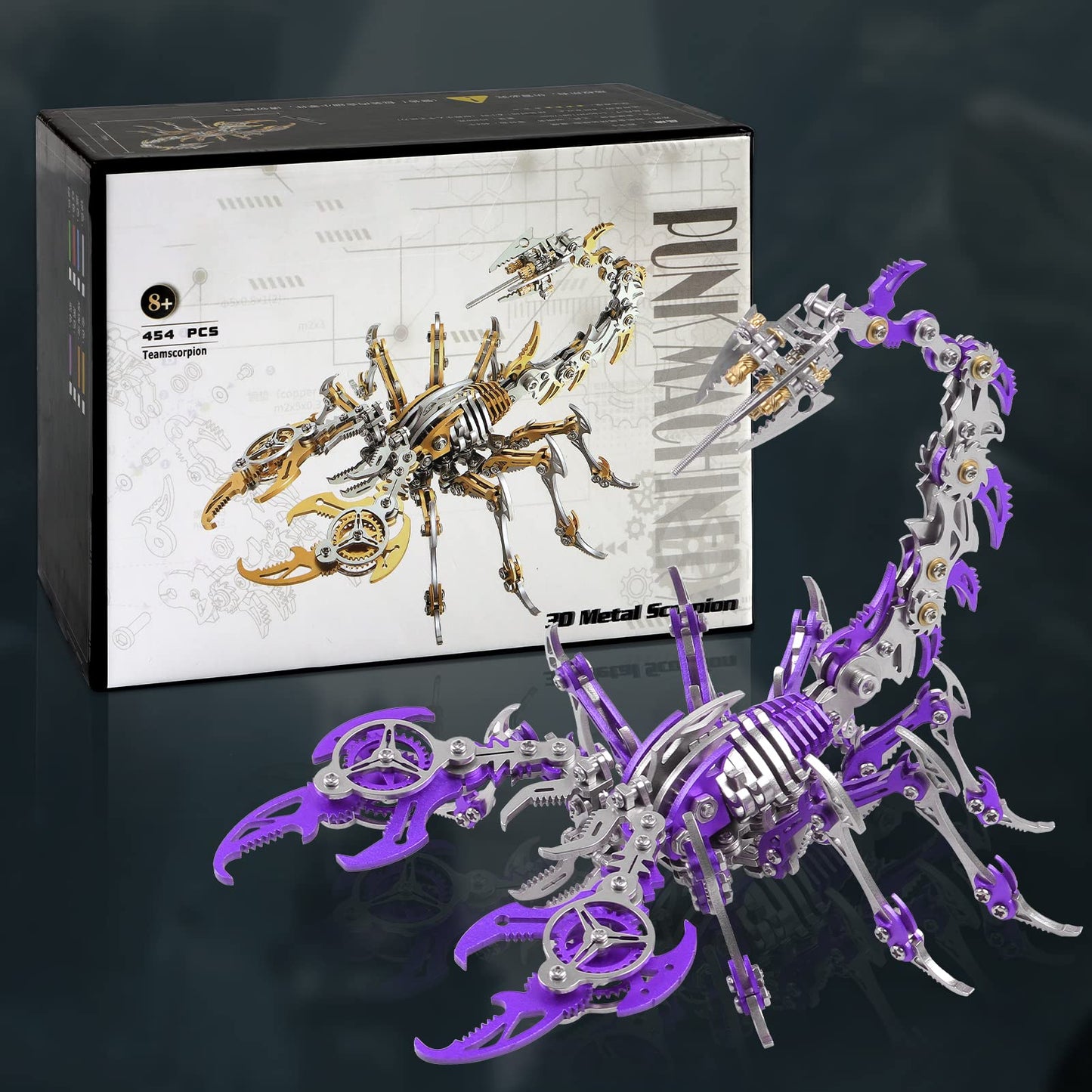 Metalkitor Scorpion 3D Metal Puzzles Kits for Adults Teens – 454 Pcs – Mechanical Assembly Models – 4 Hours to Build – Ideal for Gifts and Decorations (Purple)