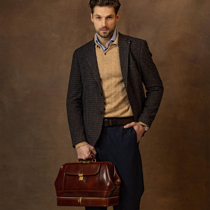 Time Resistance Leather Medical Doctor Bag - Vintage Style Medium Satchel (Brown)