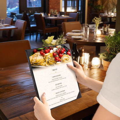 WeChef Menu Holders for Restaurant 8.5"x11" Single Page PU Leather Restaurant Menu Covers with Angled Corners for Wine List Coffee Bar Pub Hotel 5 Pack