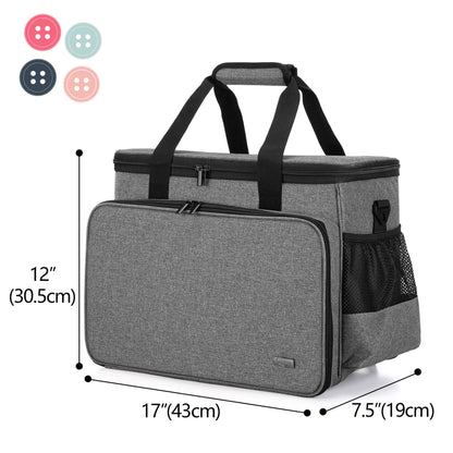 LUXJA Sewing Machine Case with Detachable Dolly and Removable Bottom Pad, Rolling Tote Fits Most Standard Machines, Gray