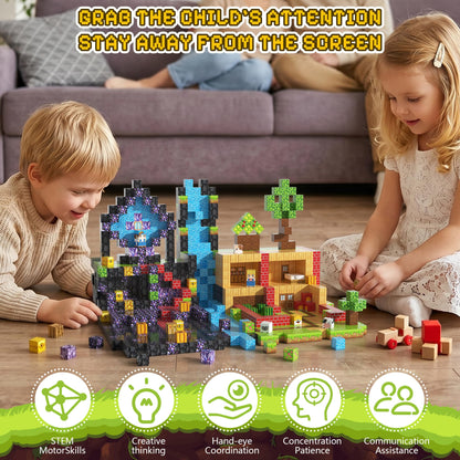 Fitrobust 500PCS Magnetic Blocks, Magnetic Building Blocks, 0.98in Magnetic Building, STEM Game Stacking Toys for Kids, Birthday Gifts for Boys and Girls Age 3+ Years Old